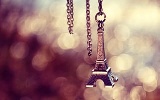 Картинка Paris, La tour Eiffel, металлический, Париж, Эйфелева башня, брелок, боке, цепочка, подвеска
