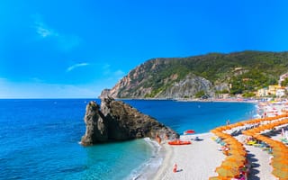 Картинка море, пляж, Италия, скалы, landscape, Italy, Monterosso al Mare, travel, берег, Liguria