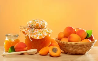 Картинка фрукты, джем, wood, apricot, абрикосы