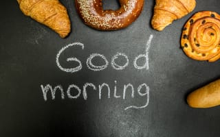 Картинка пончики, выпечка, good morning, croissants, круассаны