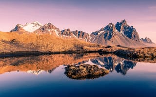 Картинка Iceland, горы, озеро, Исландия, Vesturhorn, отражение, Auster-Skaftafellssysla