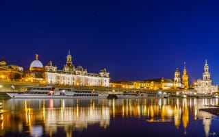 Картинка ночь, город, огни, Германия, Дрезден, Dresden