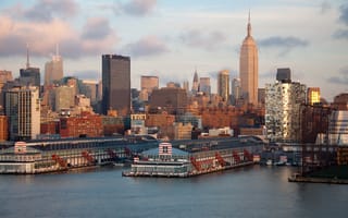 Картинка Нью-Йорк, Панорама, США, Манхэттен, City, Здания, USA, Америка