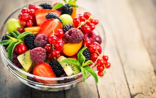 Картинка ягоды, малина, смородина, dessert, клубника, fruit salad, фрукты, салат