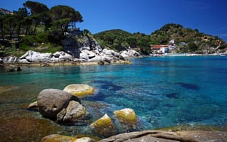 Картинка побережье, камни, Portoferraio, Италия, море, Toscana, природа