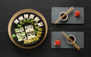 Картинка палочки, соус, суши, japanese food, set, sushi, вассаби, роллы, имбирь