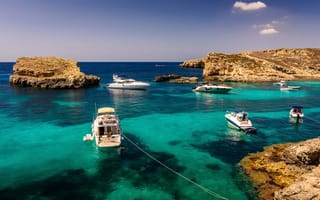 Картинка скалы, яхты, лето, океан, Malta
