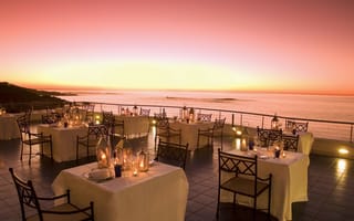 Картинка вечер, свечи, океан, South Africa, ресторан