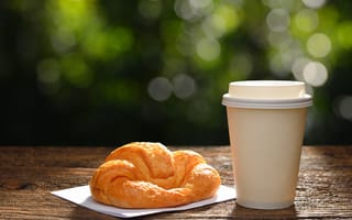 Картинка кофе, завтрак, breakfast, hot, coffee cup, good morning, утро, круассан, чашка