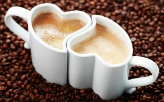 Картинка настроения, зерна, кофейные зерна, чашка, сердечко, сердце, кружка, кружки, форма, кофе, капучино