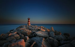 Картинка Португалия, маяк, море, PT, Faro, Vilamoura, волнорез, камни