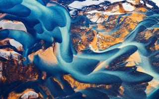 Картинка реки, природа, песок, грязь, аэрофотосъёмка, Исландия, потоки, вид сверху