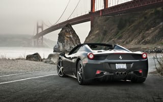 Картинка Ferrari, Back, Gray, Supercar, Spider, Bridge, 458, Water, Rocks
