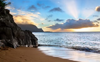 Картинка океан, скалы, Kauai, побережье, Hawaii