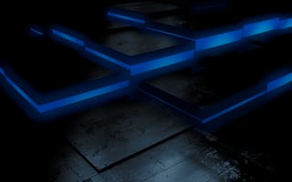 Картинка floor, jumps, fluorescent, blue, cubes, black, dark