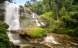 Картинка лес, река, river, jungle, landscape, tropical, waterfall, forest, водопад, beautiful