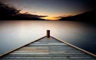 Картинка Resistance, sunset, pier, lake, triangle