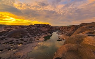 Картинка закат, река, park, камни, Sampanbok, grand canyon, river, beautiful, Thailand, stone, nature, sunset