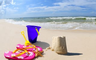 Картинка sand, scoop, sand Castle, bucket, sea, beach