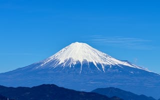Картинка фудзи, гора, синий, ландшафт, фудзияма, Япония, вулкан, снег, небо