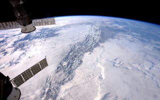 Картинка НАСА, планета, МКС, Земля, Скалистые горы
