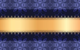 Картинка цветы, узор, фиалковые, золотая лента, вектор, орнамент