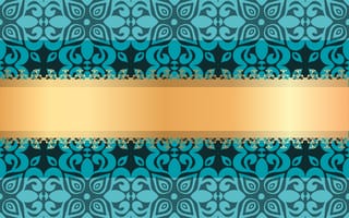 Картинка цветы, орнамент, текстура, зеленый, золотая лента