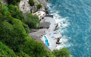 Картинка побережье, природа, Италия, море, Amalfi, сверху