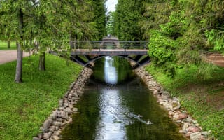 Картинка мост, пруд, bridges, HDR, Санкт-Петербург, park, елка, парк
