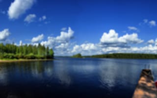 Картинка лодка, Природа, Nature, панорама, Canada, Канада, Озеро Квайет, Quiet lake
