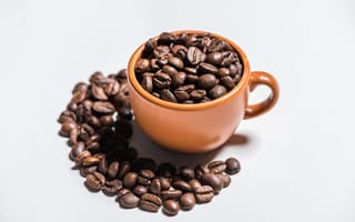 Обои кофе, beans, coffee, зерна, чашка, cup