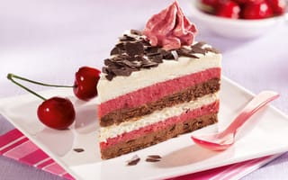 Картинка десерт, пирожное, крем, chocolate, еда, food, сладкое, торт, вишни, dessert, cherries, cake, cream, шоколад