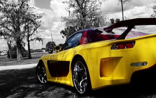Картинка Mazda, Tuning, Back, Trees, Veilside, Rx-7, Yellow