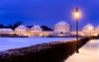 Картинка огни, фонари, Бавария, зима, снег, Мюнхен, Germany, Bavaria