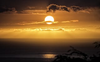 Обои Hawaiian, Sunset, гаваи, небо, солнце, закат, океан, горизонт, пляж