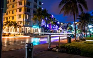 Картинка Майами, florida, вечер, улица, vice city, огни, Miami, Флорида