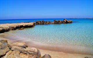 Картинка Cyprus, камни, Protaras, море, горизонт, побережье, вода, Кипр