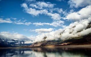 Картинка природа, облака, Тибет, озеро, Китай, горы