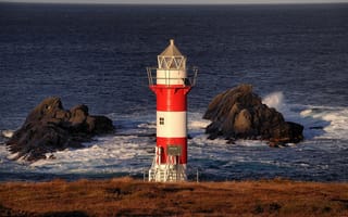 Картинка Green Point Lighthouse, скалы, Canada, маяк, Атлантический океан, Newfoundland and Labrador, Atlantic Ocean, Канада, Port de Grave, Ньюфаундленд и Лабрадор, побережье