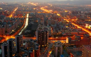 Картинка China, lights, городской пейзаж полуночи, cityscape midnight, buildings, огни, Китай, Пекин, Beijing, здания