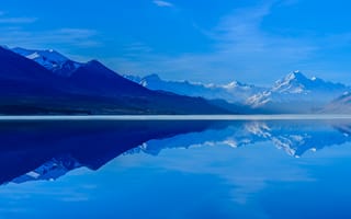 Картинка озеро Пукаки, остров Южный, горы, отражение, небо, Новая Зеландия, Lake Pukaki
