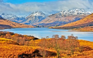 Картинка Шотландия, осень, озеро, горы