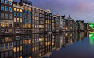 Обои вода, здания, Amsterdam, Netherlands, отражение, Нидерланды, дома, Амстердам, канал