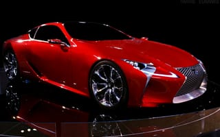 Картинка Lexus LF-LC, концепт-кар, красный, Concept Car, огромная фирменная веретенообразная решетка радиатора