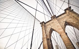 Картинка мост, город, USA, Нью-Йорк, канаты, Бруклин, Америка, США