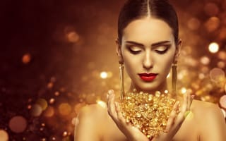 Картинка стиль, макияж, gold, прическа, luxury, Jewellery, makeup, model