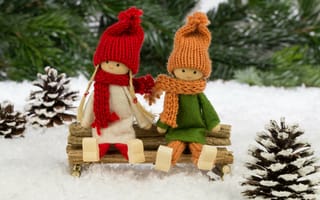 Картинка Merry Christmas, украшения, Christmas tree, Счастливого Рождества, Новый год, ornaments, елка, dolls, decoration, new year, toys, куклы, игрушки