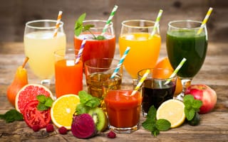 Картинка яблоки, апельсин, напиток, фрукты, сок, помидоры, киви, овощи