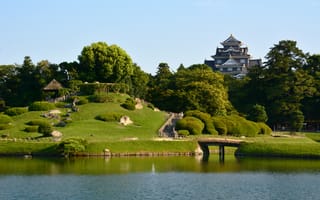 Картинка Природа, Озеро, Bridge, Nature, Дом, Japan, Деревья, Япония