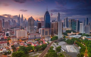Картинка панорама, башня, небоскреб, дома, Куала-Лумпур, Малайзия